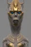 Placeholder: Anunnaki black male African Egyptian alien, cracks in the voodoo head, wicked, eyes, Elephant, 8k, finely detailed, photo realistic, tiger turquoise skull head gold dragon helmet space alien silver surfer skeleton gold olmec silver crown silver eyes