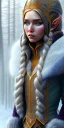 Placeholder: Cute female elven adventurer with ultradetailed SMALL elven ears out of the hairs dressed in a warm overcoat with survival gear and wearing boots on the floor, in style of Cedric Peyravernay Art, microdetails --ar 2:3 --beta --upbeta --upbeta