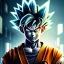 Placeholder: Son-goku in a cyberpunk setting, cyber punk, close-up face, extreme details, realistic, unreal engine