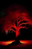 Placeholder: oak tree dark with red glow behind it