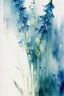 Placeholder: Abstract wet watercolour, blue green stalks delphiniums, no crop