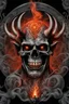 Placeholder: smoking attraktive demon with tattoo in hell, dark magic, light red black and white dark grey , dark steel dark red, orange, grey light orange, dark evening, digital art, dark shadows, smoke, fire, professional photo, photorealistic, highly detailed, masterpiece