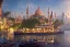 Placeholder: Lighthous+Boat restaurants in front of Empire Metropolis+hanging garden of babylon+karnaca+rome+istanbul+Burano+barocco Skyscraper+steampunk+colorful city,alphonse mucha,greg rutkowski,matte painting, cryengine