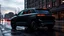 Placeholder: "Design a 2024 Chrysler 300C SUV concept, blending the elegance of the sedan with a rugged SUV form. Feature a bold front grille, aggressive headlights, and muscular body lines. The SUV should have a slightly lowered stance, blacked-out wheels, and a matte black finish with chrome accents. Set it in a dusk cityscape with wet streets reflecting the lights, highlighting its powerful and luxurious presence, rear view