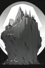 Placeholder: A cliff by the sea, greyscale