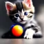 Placeholder: Cute kitten playing with a ball of string