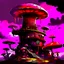 Placeholder: A fantabulous black, magenta and red (((mushroom tower house))) erected atop a (geologic pillar), surrounded by the uncanny imaginative ((( swirling skies))), offset by the stark hues of a (neon-tinged nebulous space scape), within. captured by the hand a skilled master painter with a focus on (softly blurred compositions and voluminous lighting).