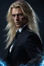 Placeholder: portrait of a malavolent stunningly handsome male aged 25, muscular, long blonde hair, blue eyes, wearing a dark suit, angry expression,4k, modern fantasy