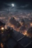 Placeholder: assassin's creed rooftops night scene, vista dal basso