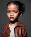 Placeholder: Rihanna toddler, full body, leather jacket, soft skin, dramatic lighting, hyper realistic