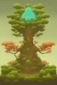 Placeholder: a pixel tree that sprouts in the shape of a goddess for the 2d sidescroller game