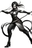 Placeholder: female gray skin Shadar-Kai wielding a Whip a whip made out of black thorns