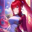 Placeholder: Clear focus, 8k, beautiful lighting, vibrant colors, girl, red hair, purple eyes, ponytail, chinese clothes, loli,