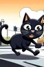 Placeholder: black thin cat cartoon crossing street