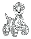 Placeholder: outline art for Paw Patrol Marshall With Fire Truck coloring page, Japanese manga style, cartoon style, cute face, white background sketch style, full body is a must, only use outline, clean line art, no shadow, bold outline