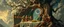 Placeholder: a myrriad and a star golem feast with greek gods, swirling illusion clouds, walls caving in, indian gods also, twisting grid blanket, serpent in rotten tree