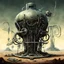 Placeholder: Military lab with Liquid-filled tank with weird Eldritch biomechanical entity encased, sci-fi surreal art, by Brian Despain and Arthur Secunda and H.R. Giger, silkscreened mind-bending illustration; sci-fi poster art, asymmetric, Morse code dot and dash vertical texture, by Caras ionut