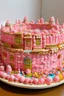 Placeholder: A pink ruined coliseum made out of sweets with fairies painted by Piet Mondrian