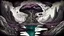 Placeholder: painted inner world with uncontrolled mind and neurodivergens soul, floating islands and rocks over surreal cracked weird empty landscape . deep dark purple, gray, black, white, brown, malachit, cream color. Whimsical style of Redmer Hoekstra, of Anna Dittman. No people in picture, weird absurd beauty nightmare, black rawen, in background fade neuron network-web, surreal vibe, no humans