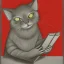 Placeholder: communist kitty reading Wittgenstein's Tractatus Logico Philosophicus in brutalist style