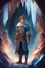 Placeholder: hero in a Cave of the Crystals stylized Finnian MacManus