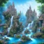 Placeholder: butterflies, turquoise river, waterfalls, blue airy castle