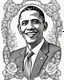 Placeholder: Outline art for coloring pages with Barack Obama, white background, sketch style, only use black outline, white background, no shadows and well and clear outline