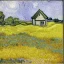 Placeholder: cottage , in the fields, Lake, airbrush, flowers by Van Gogh