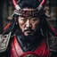 Placeholder: A close-up portrait of a noble samurai, japanese man , showcasing the strength and constitution of a samurai dedicated to the way of the bishamon, long black hair, red samurai armor, bishamon armor, dark ambient. [Warrior, Determination, lucifer eyes, Experience, Close-Up, Resolute, L5R, Bishamon, samurai helmet]