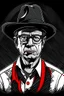 Placeholder: Ilustración vectorial de Gustavo Petro con gorra camisa colores negro, blanco y rojo, fondo negro