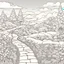 Placeholder: coloring page of A Trails and paths ,line art landscape,stone,cute flowers,cute trees, much details, dark outlines,vector --ar 2:3