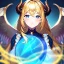 Placeholder: Clear focus, 8k, girl, high quality, detailed, golden hair, blue eyes, beautiful lighting, vibrant colors, wings, horns