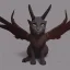 Placeholder: cat gargoyle with goat horns and wings on its back Nick Harris style