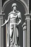 Placeholder: Architecture of ancient Rome of the II century AD Statues of ancient Roman gods contour reconstruction. The drawing is linear, in the style of vector graphics, black and white. High image quality in 8K