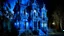 Placeholder: A blue haunted mansion with ghosts designed in ancient Roman mosaics painted by Claude Monet