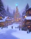 Placeholder: A magical snowy warlock town square with a Christmas tree