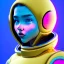 Placeholder: latin woman teenager, few freckles, gold teeth, inflatable coat, purpurin, retro futuristic, latex dress, gradient color, BLUE, PINK, CYAN, neon, insanely detailed, 16k resolution, perfect eyes, cinematic smooth, intricate detail