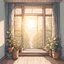 Placeholder: A window through which sunlight enters a beautiful, tidy room hand-drawn illustration style