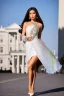 Placeholder: full body long shot of beautiful Tajik woman with make up ,high heels,pretty body shape ,standing nice high heelsTajik in street next to white house, hair in the wind, the gaze lost. diamonds and precious stones. fog. candy. pleasing rainbow colors to look at. high resolution. Perfect face.