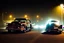 Placeholder: Coche Cadilac americano en mitad de la noche tan sólo iluminado por una farola y los faros del coche, imagen al estilo del fotógrafo Hugo Alonso