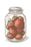 Placeholder: a jar with strawberry, white background, sketch style, full body, only use outline, , clean line art, white background. No shadow clear and well defined .