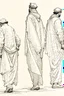 Placeholder: Sketches drawing the figure of an Arab man from his right side