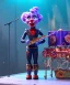 Placeholder: mechanoid clown playing jazz with a steampunk theme, trumpet, realistic