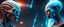 Placeholder: Close-up confrontation between an ancient alien outcast leader and a space broker, standing only a meter apart, intense eye contact, glowing crystalline rod between them, anger mixed with sadness, dramatic facial expressions, shallow depth of field, cinematic lighting, stylized 3D anime, airbrush painting, crisp outlines