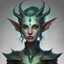 Placeholder: generate a dungeons and dragons character portrait of a changeling that can shapeshift into anyone at any time. She looks female, but has no apparent facial features. Generate people behind her.
