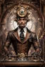 Placeholder: Front view Photography Realistic HD Natural Beauty Steampunk classic full mechanical man as dj player