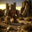 Placeholder: imposing stone golem in the wind in castle in the desert in evening, photo-realistic, shot on Hasselblad h6d-400c, zeiss prime lens, bokeh like f/0.8, tilt-shift lens 8k, high detail, smooth render, down-light, unreal engine, downlight