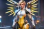 Placeholder: Mercy in 8k realistic cgi drawing style, overwatch them, close picture, rain, neon, intricate details, highly detailed, high details, detailed portrait, masterpiece,ultra detailed, ultra quality