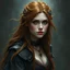 Placeholder: a beautiful fantasy woman, young, ginger hair, rugged, dark fantasy art