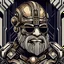 Placeholder: fantasy cyborg dwarf in a vector graphics style of art deco